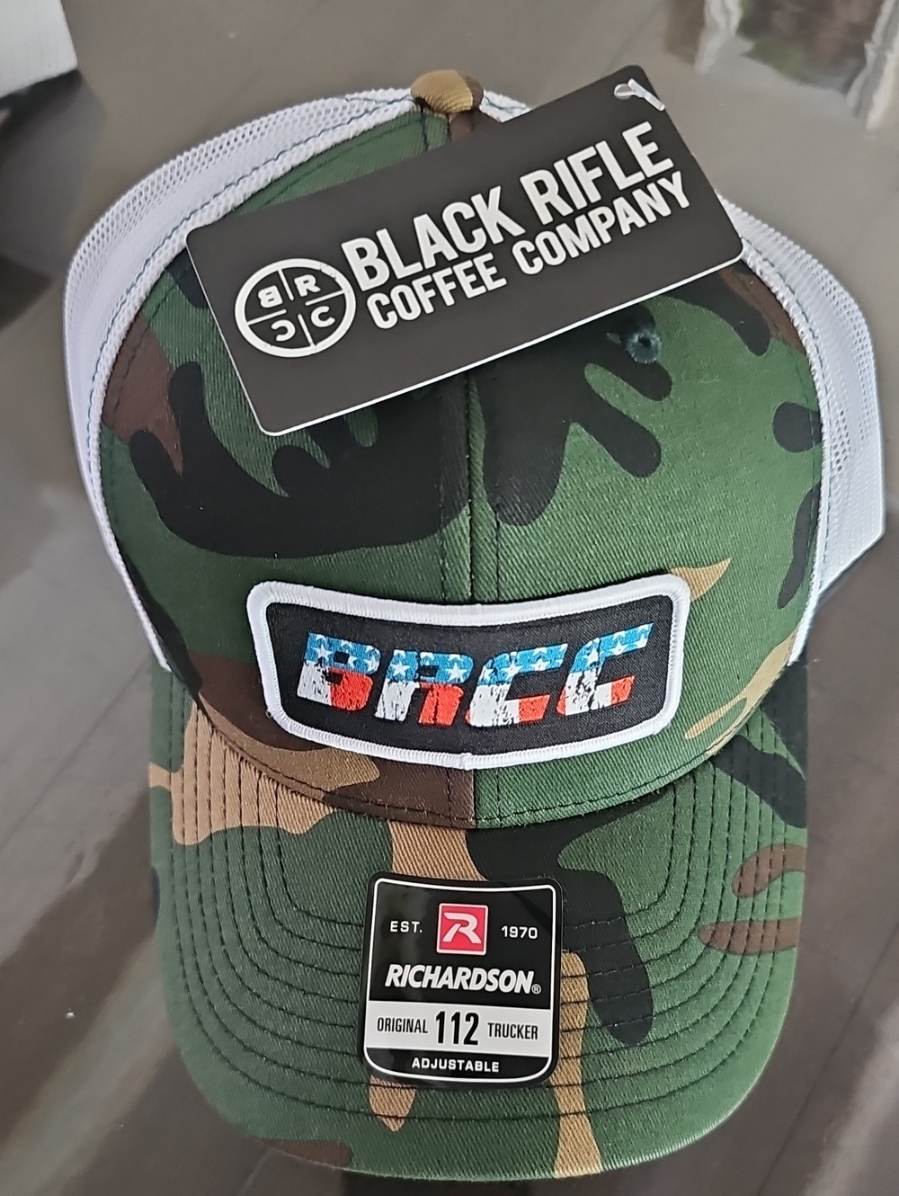 BRCC Camo Trucker Hat by Black Rifle Coffee Company - Green